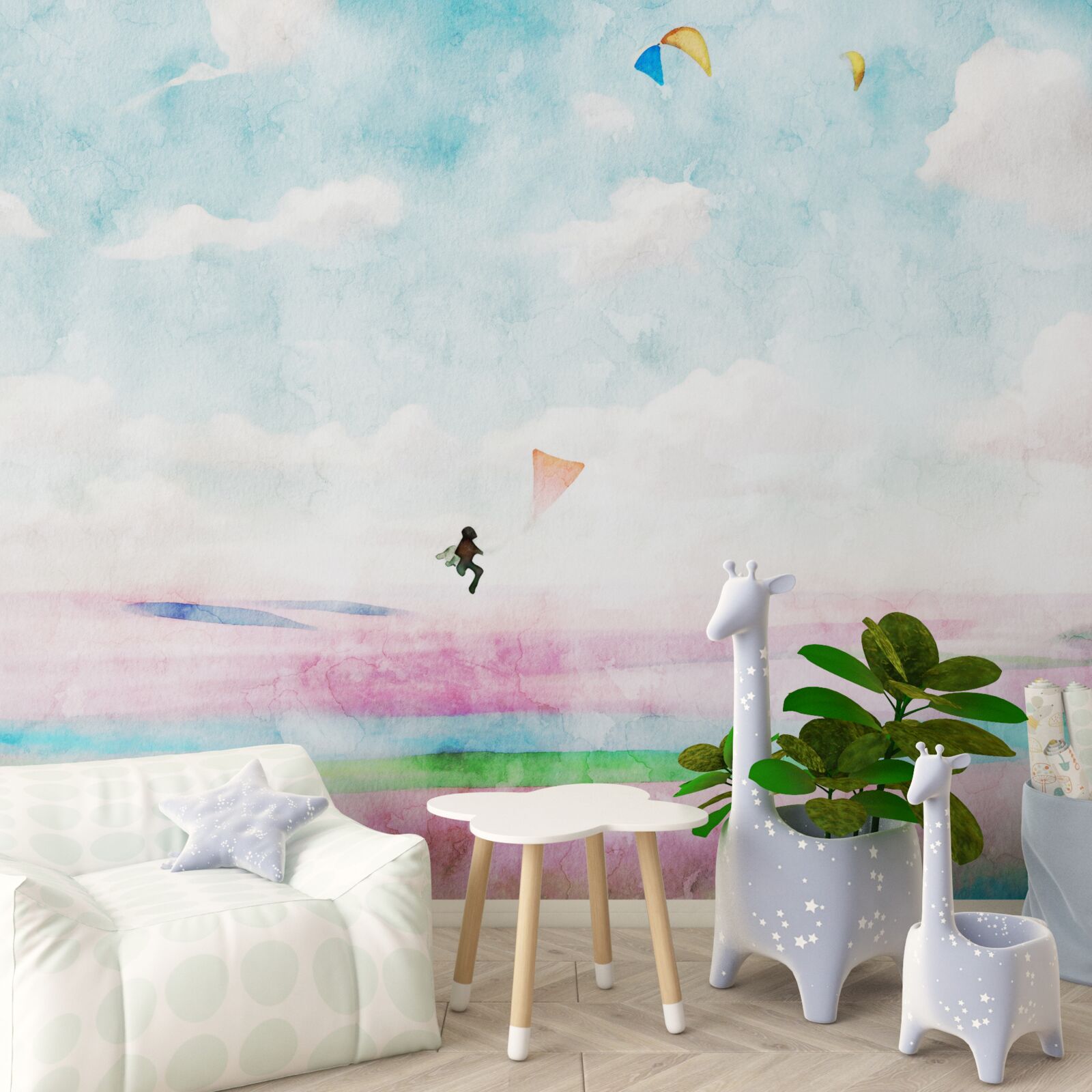 Fototapeta paralotniarstwo nad łąką