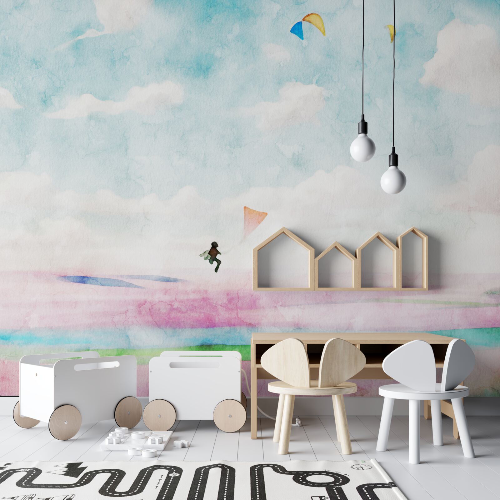 Fototapeta paralotniarstwo nad łąką