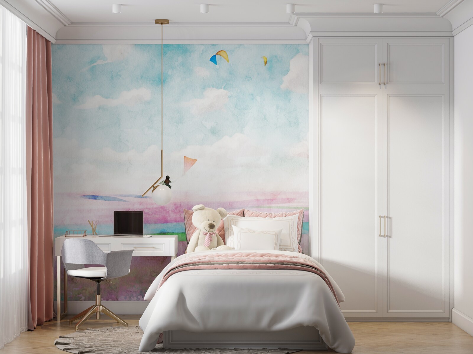 Fototapeta paralotniarstwo nad łąką