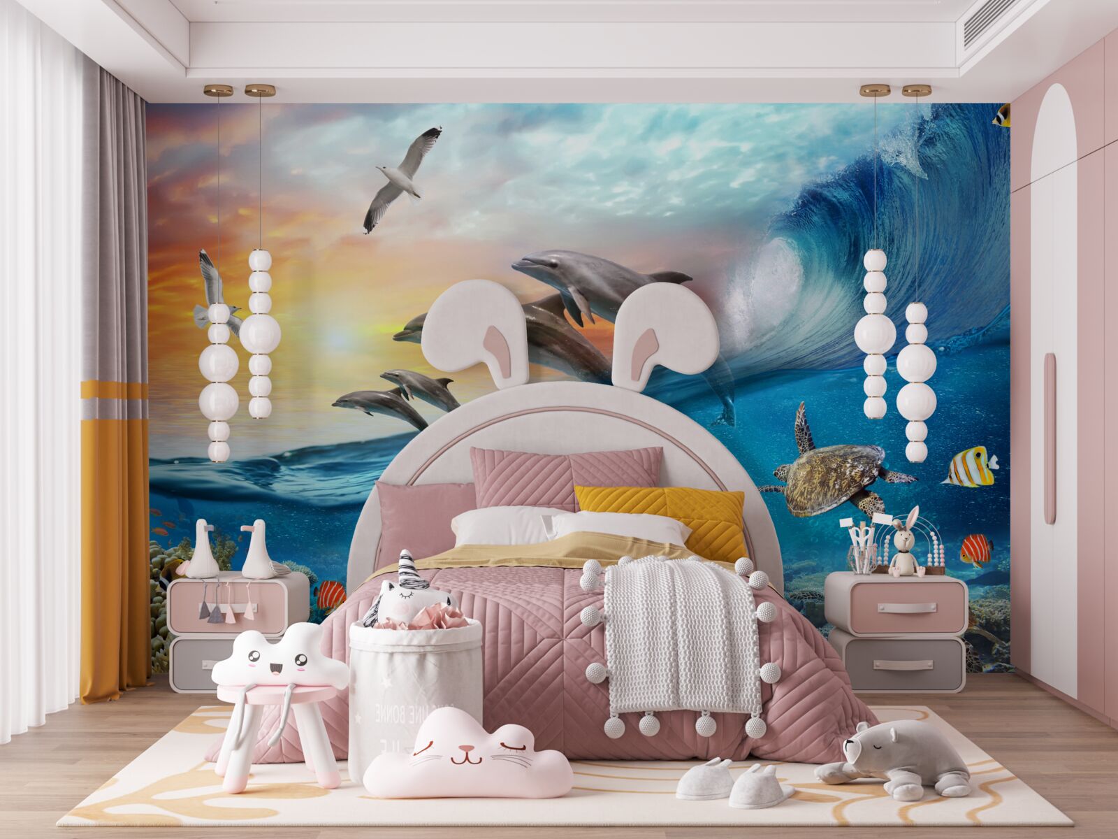 Fototapeta delfiny wyskakują z fal