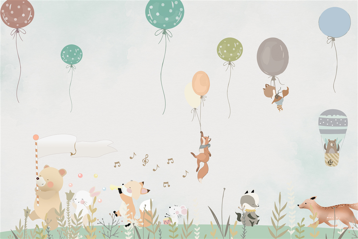 Fototapeta zwierzęta idą na przyjęcie urodzinowe