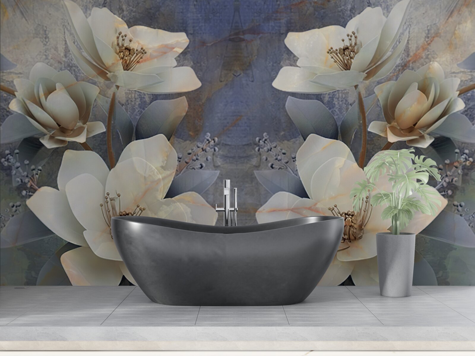 Fototapeta wolumetryczne kwitnące kwiaty