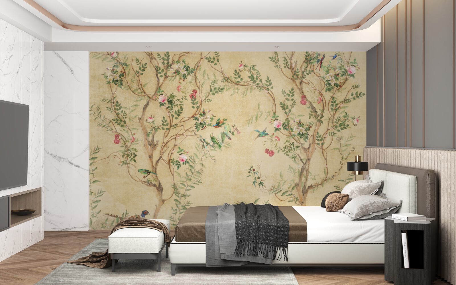 Fototapeta drzewa i ptaki na wiosnę