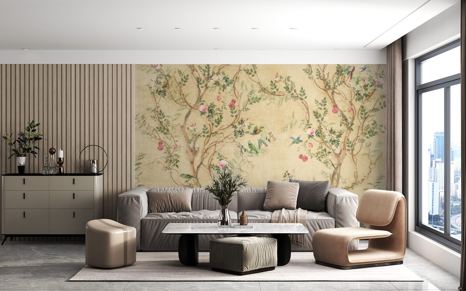 Fototapeta drzewa i ptaki na wiosnę