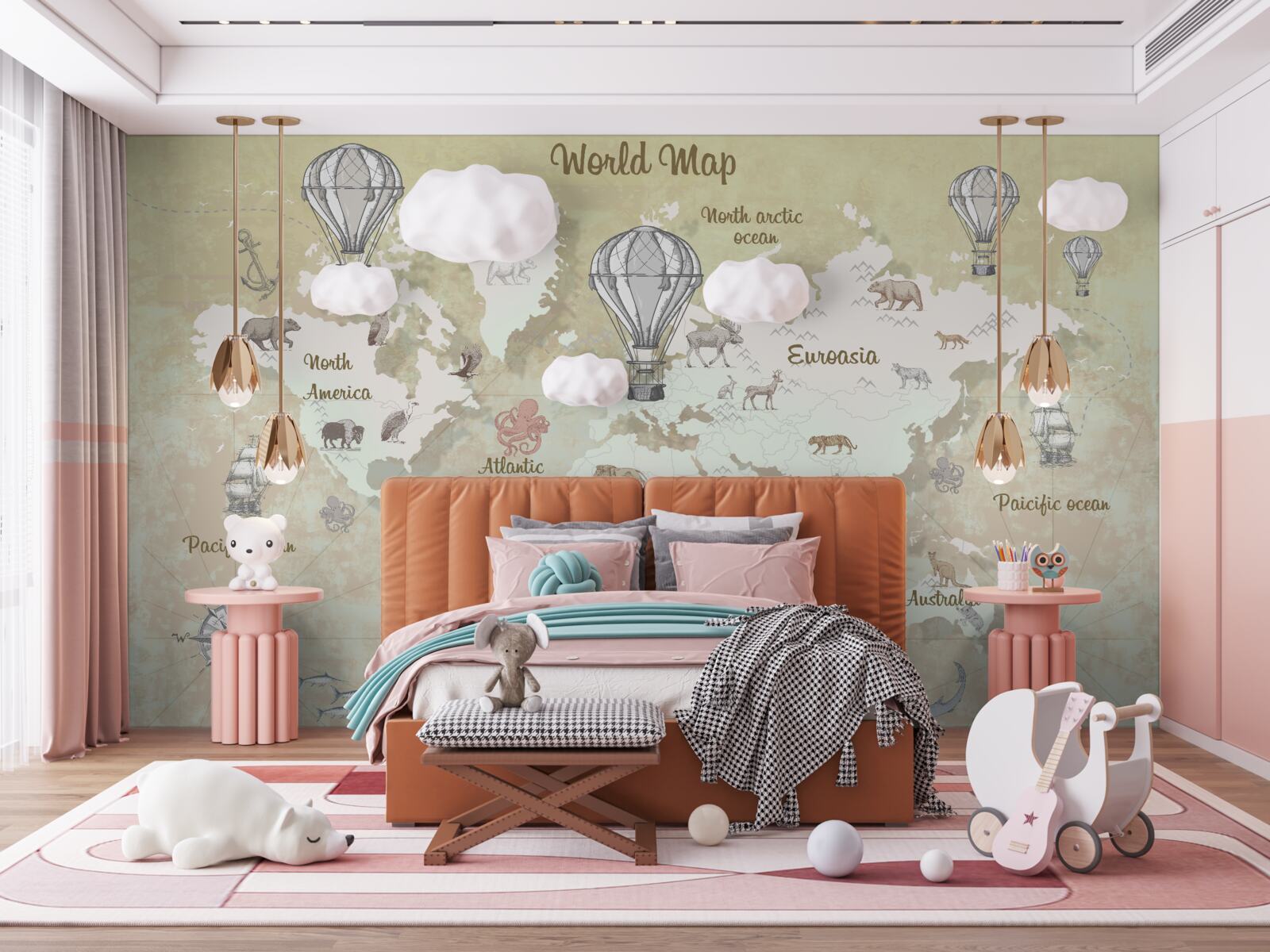 Fototapeta mapa świata w ciepłych kolorach