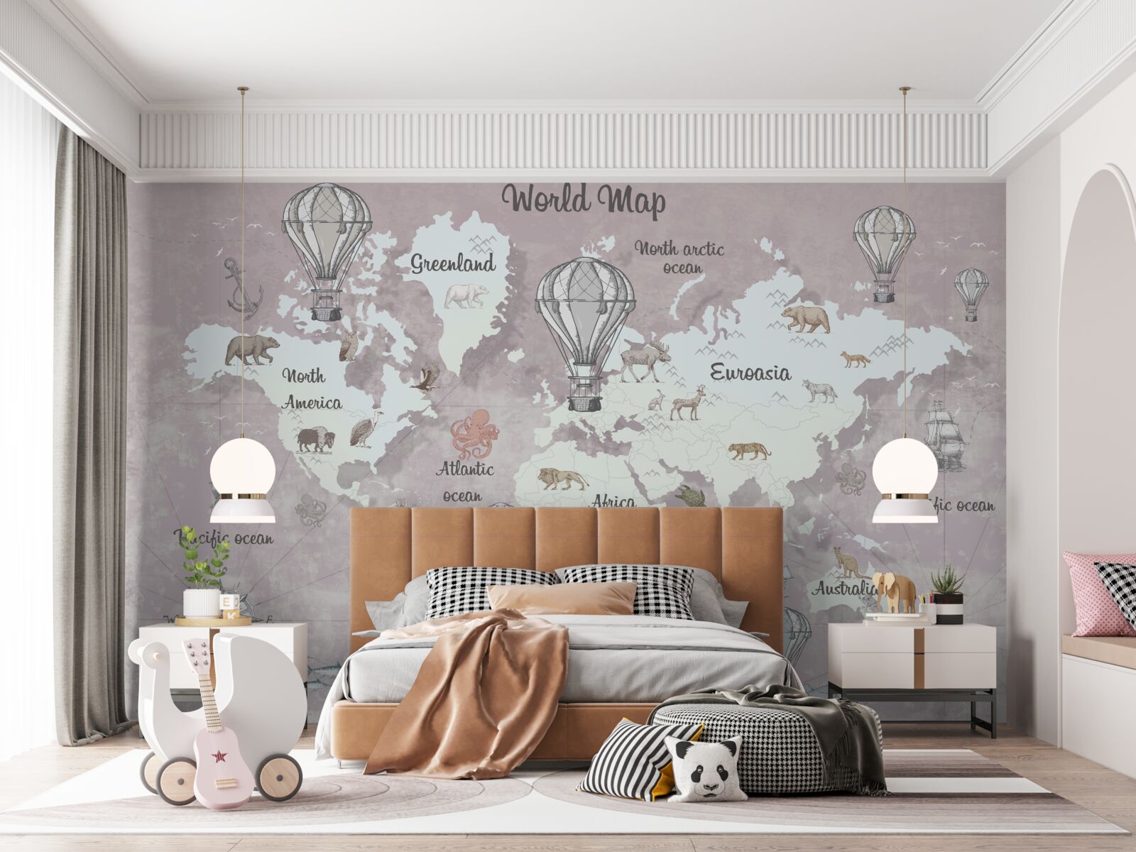 Fototapeta mapa świata z symbolami