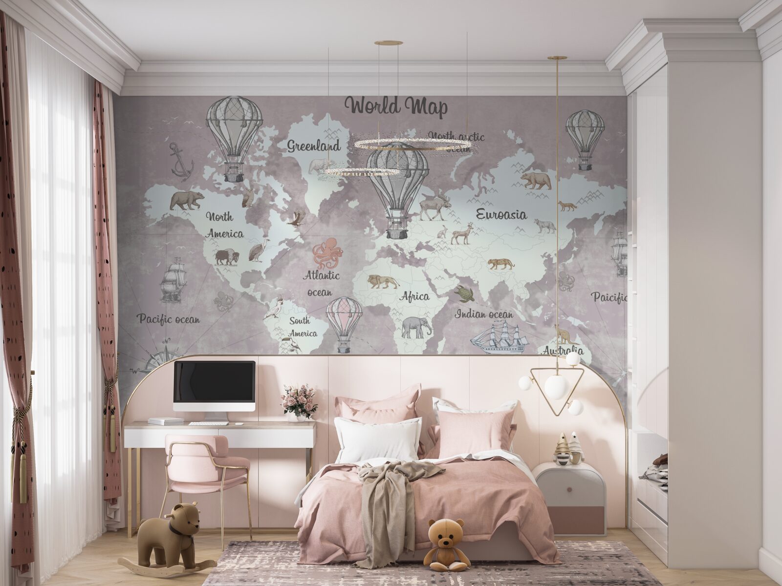 Fototapeta mapa świata z symbolami