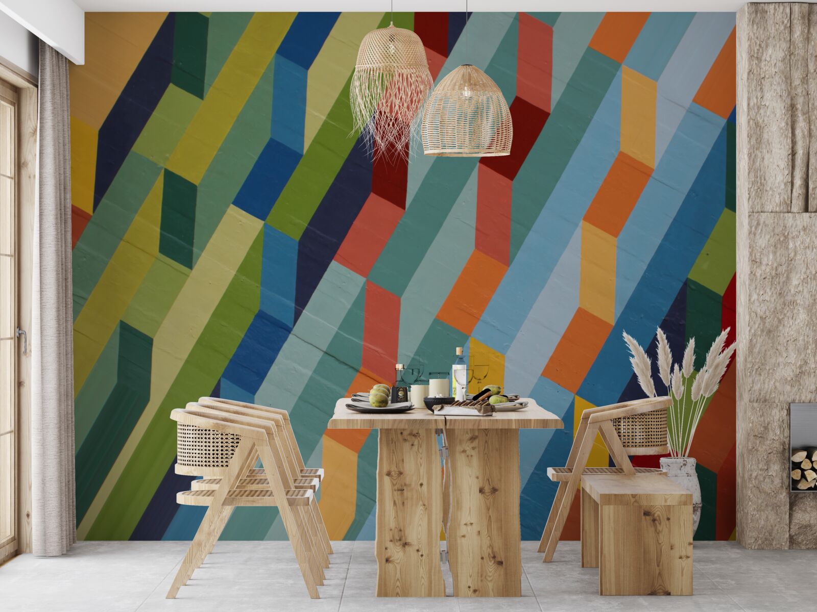 Fototapeta prostokątne kształty w bogatej kolorystyce