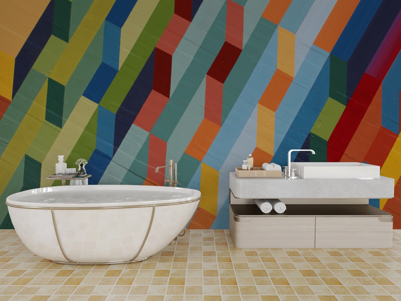 Fototapeta prostokątne kształty w bogatej kolorystyce