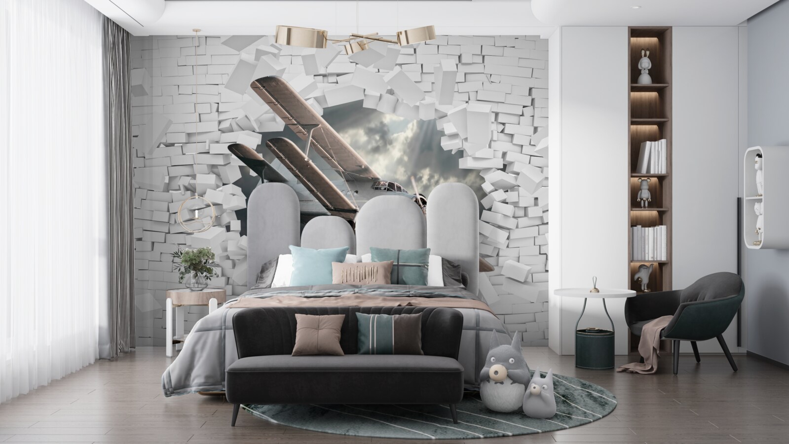 Fototapeta samolot przebija ścianę