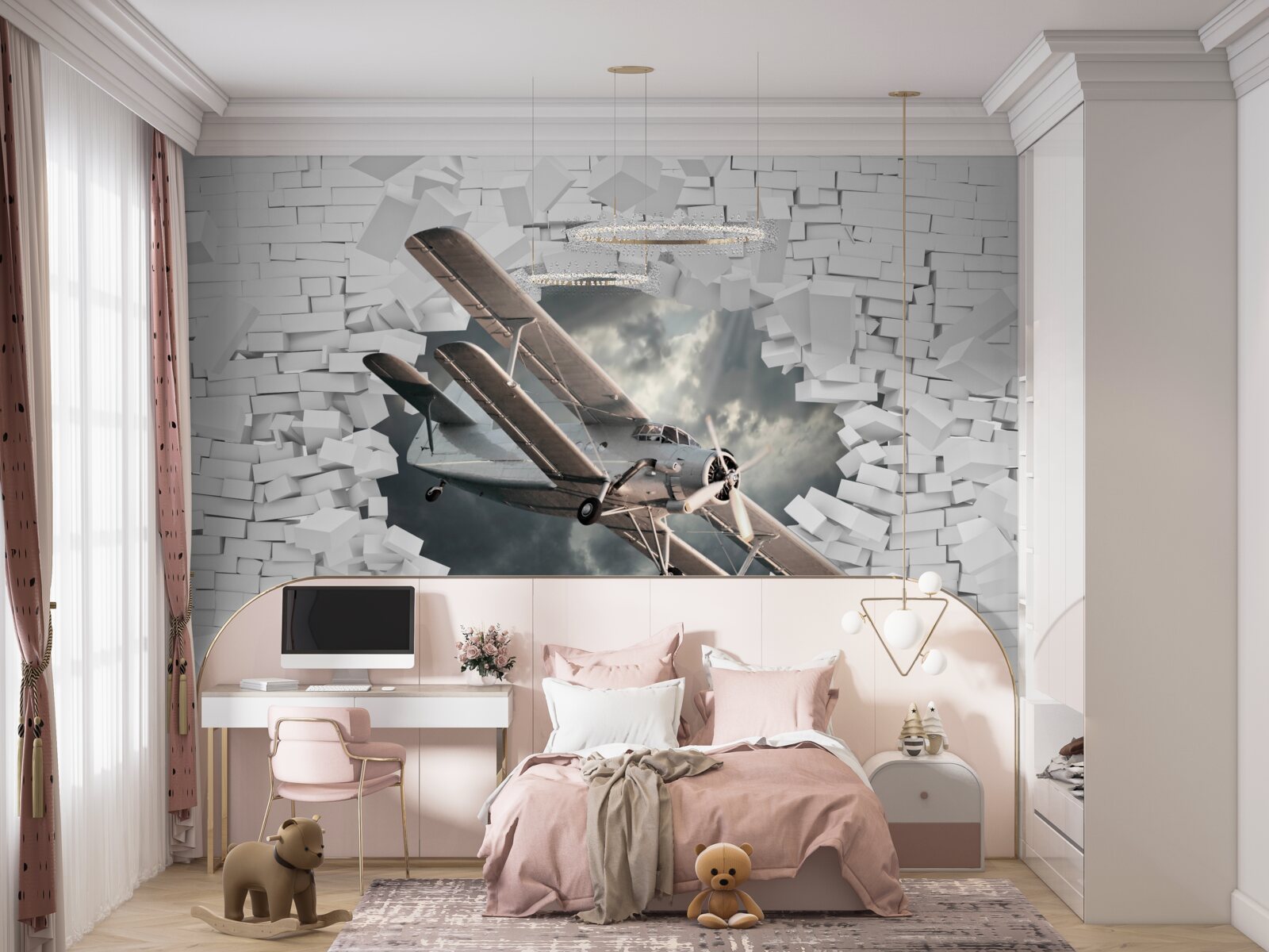 Fototapeta samolot przebija ścianę