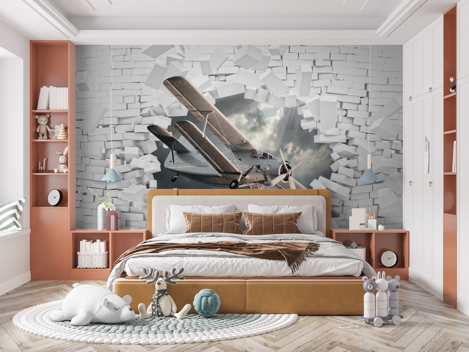 Fototapeta samolot przebija ścianę