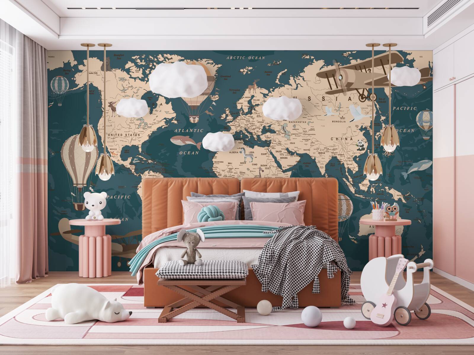 Fototapeta mapa świata pokazująca transport i mieszkańców