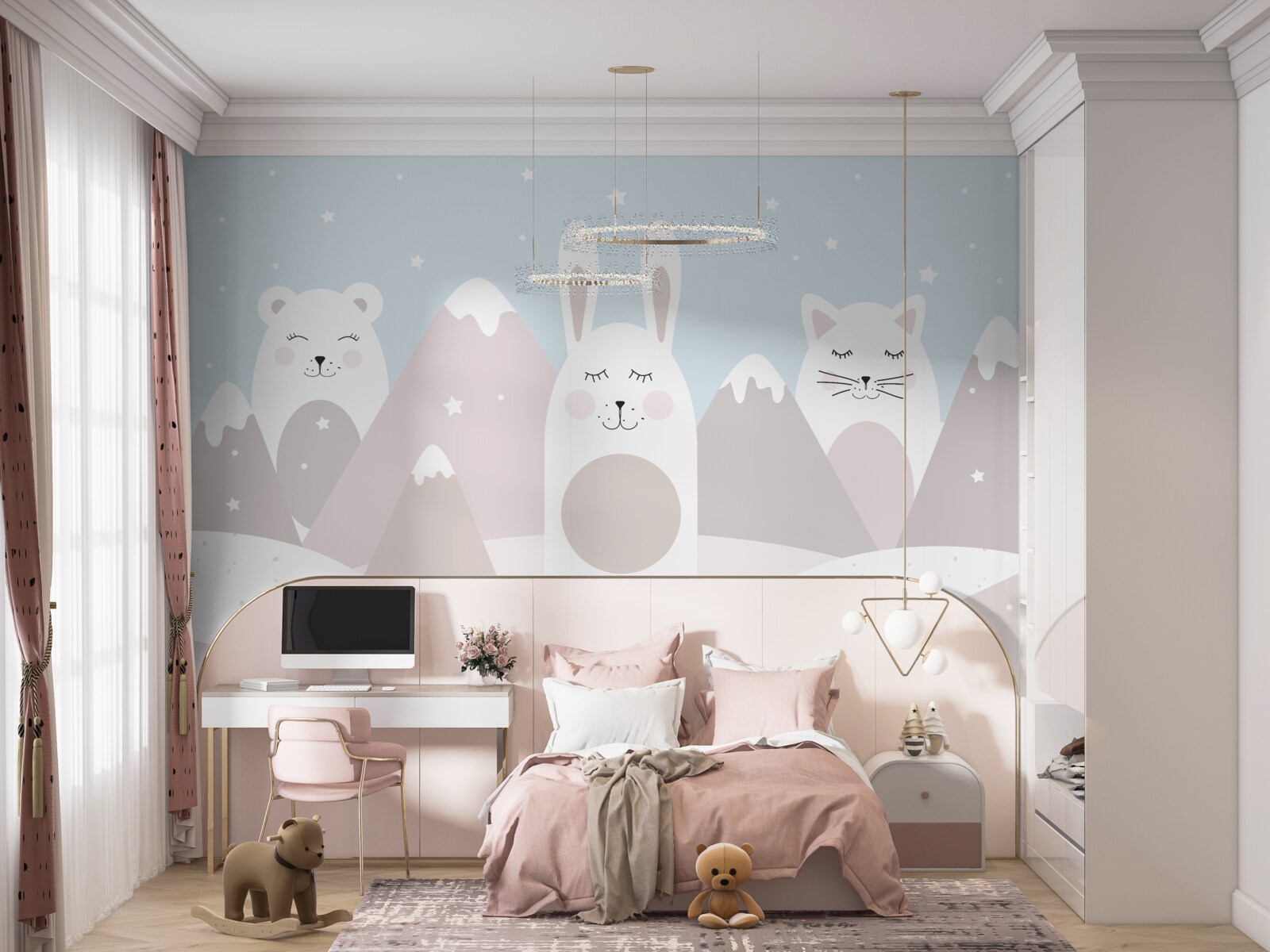 Fototapeta króliczek i kotek w górach