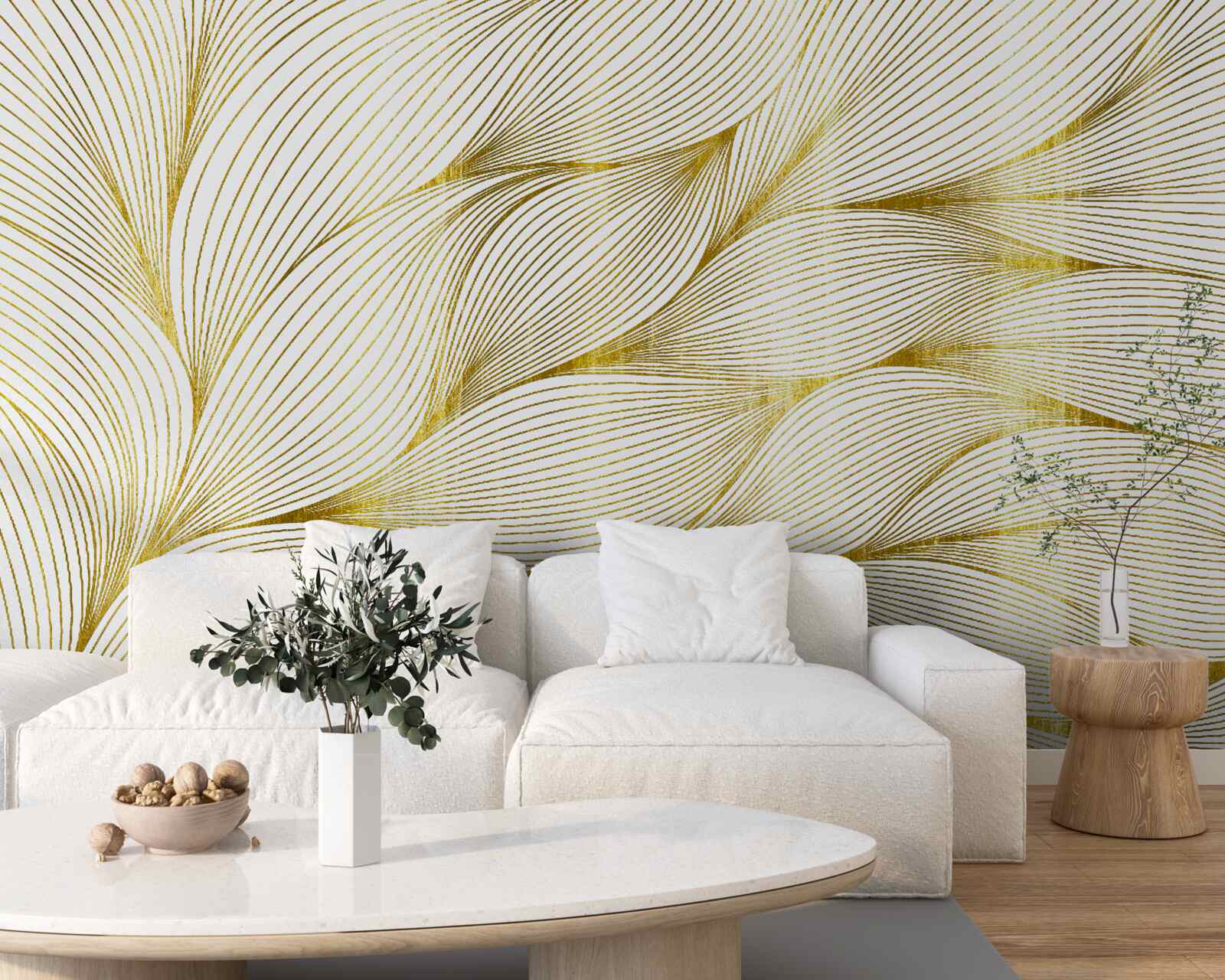 Fototapeta liście mają ciepły złoty odcień