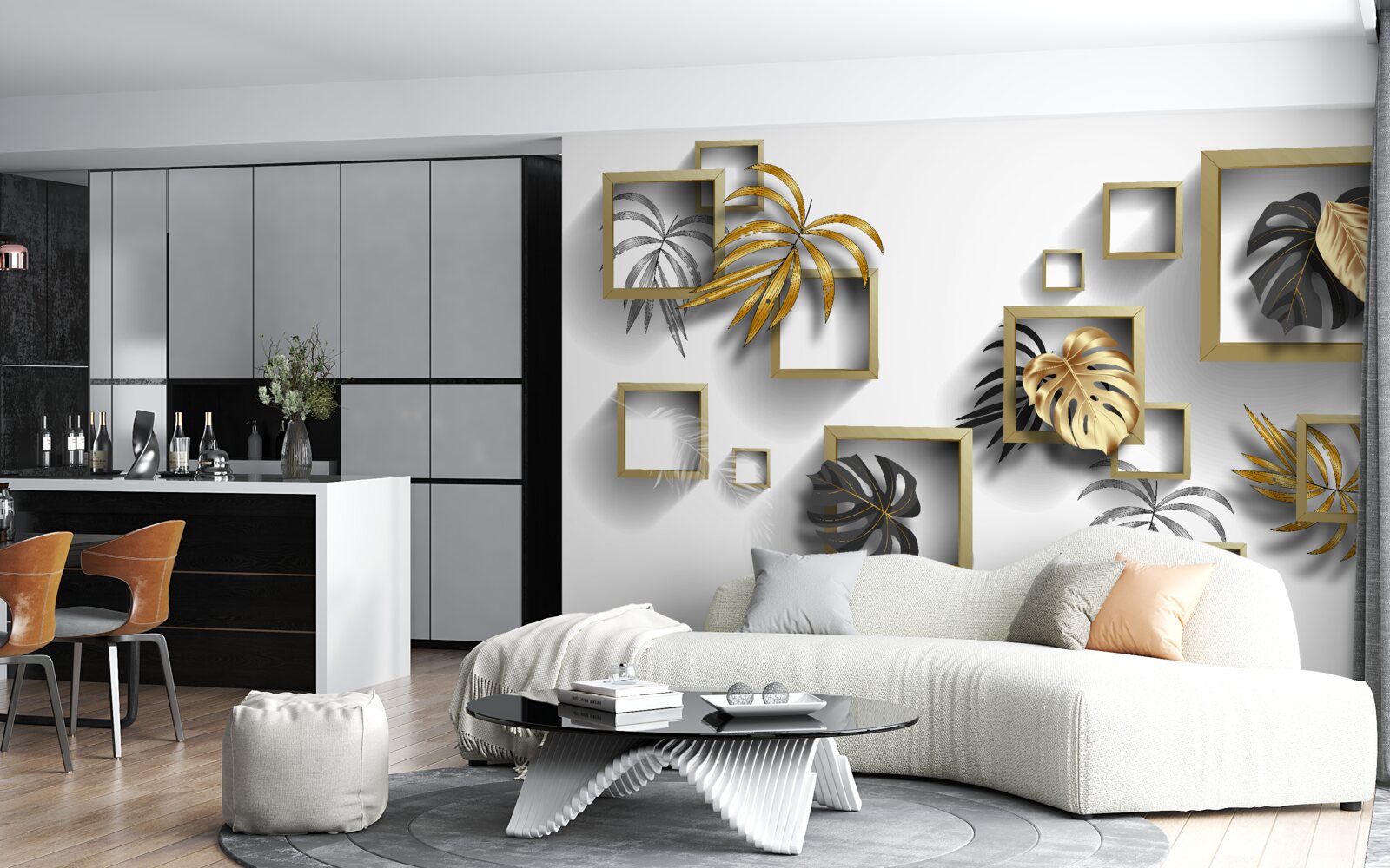 Fototapeta oprawione liście tropikalne