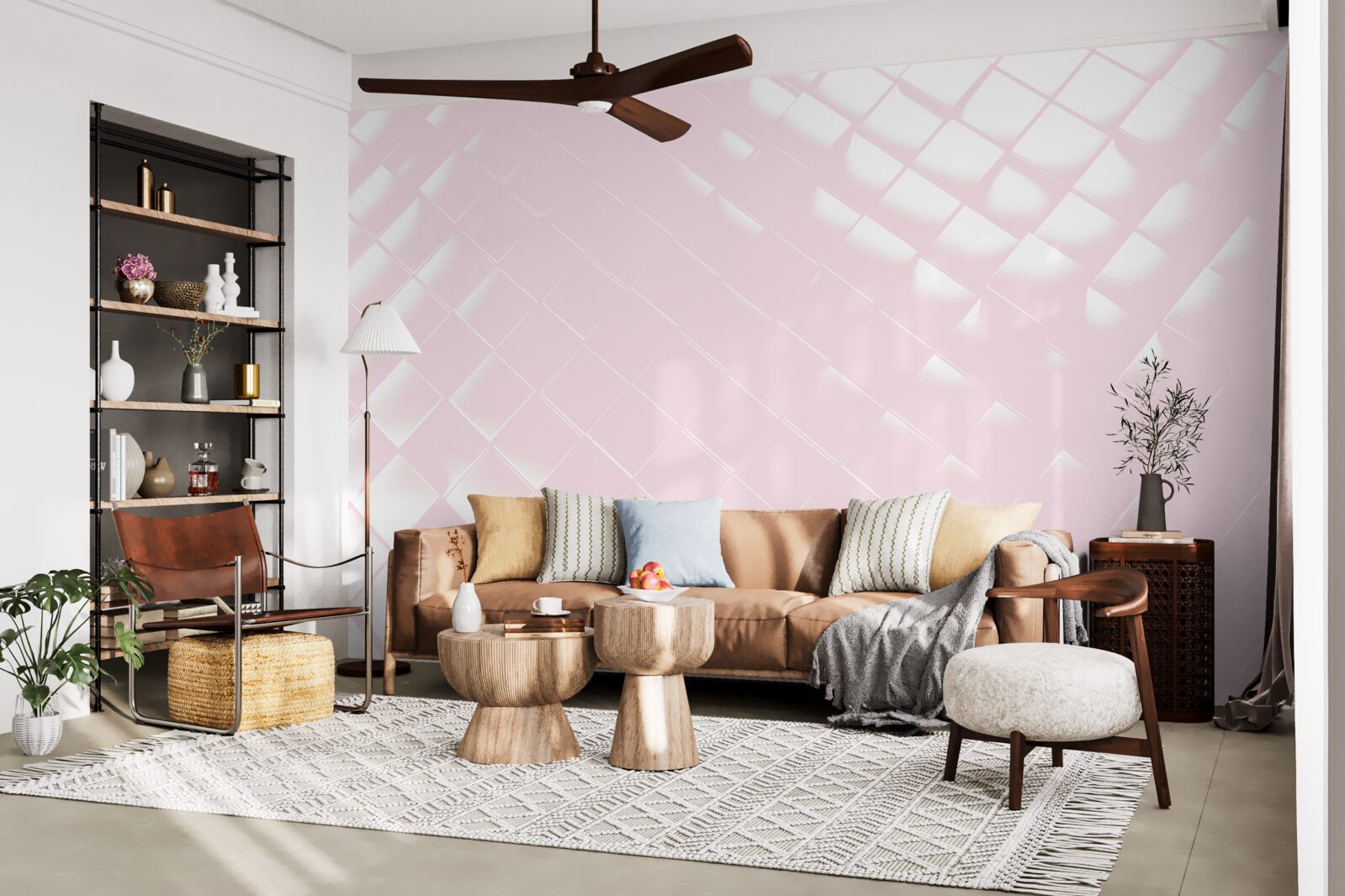 Fototapeta geometria w odcieniach bieli i różu