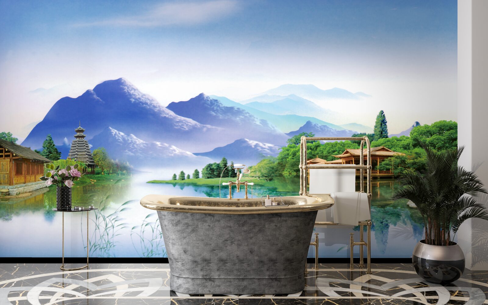 Fototapeta górskie jezioro w letnim krajobrazie