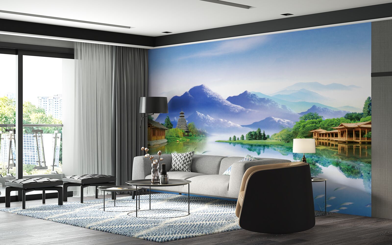 Fototapeta górskie jezioro w letnim krajobrazie