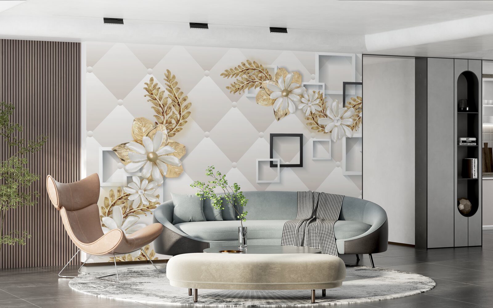 Fototapeta kompozycje kwiatowe w kwadratowych kształtach