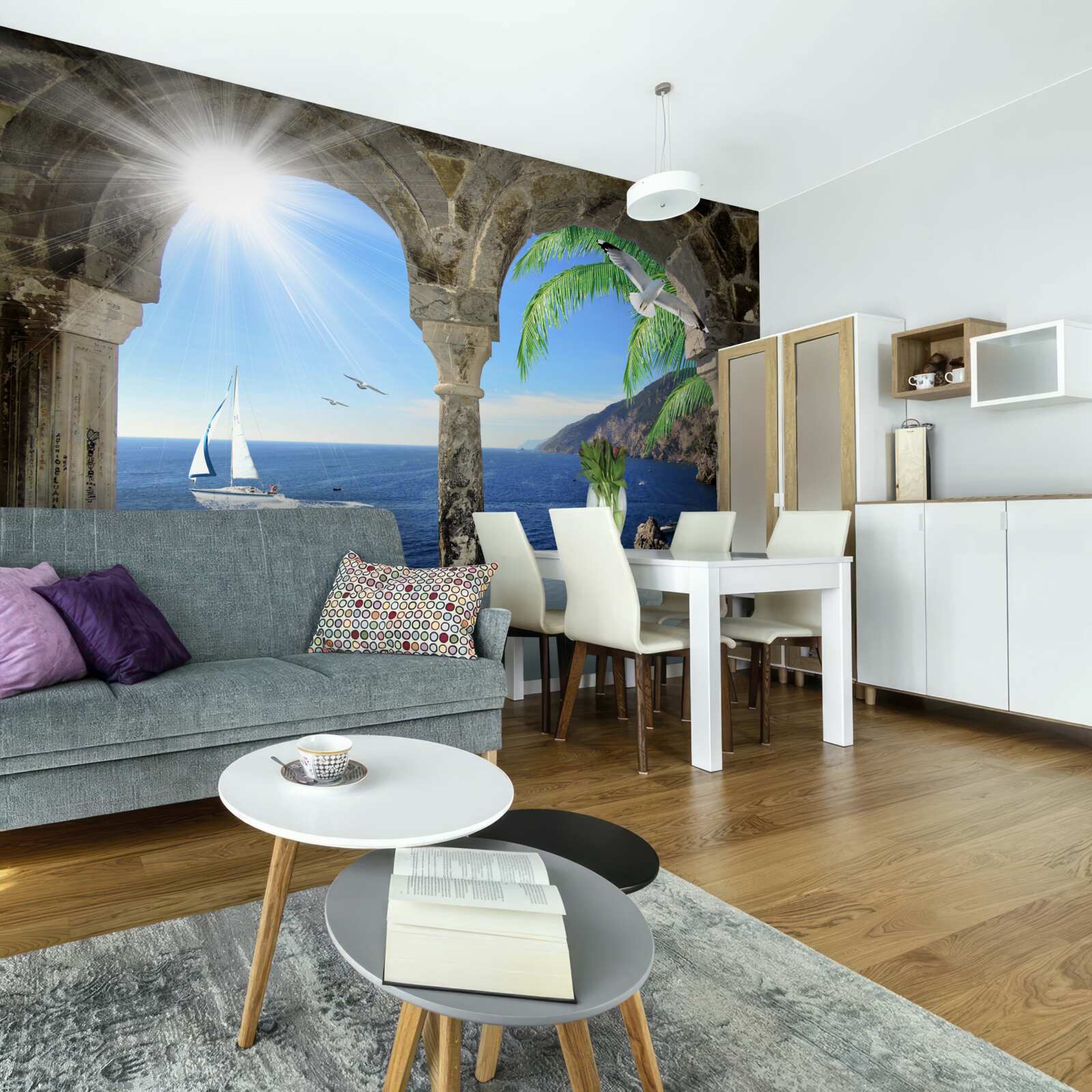 Fototapeta starożytny łuk z widokiem na morze