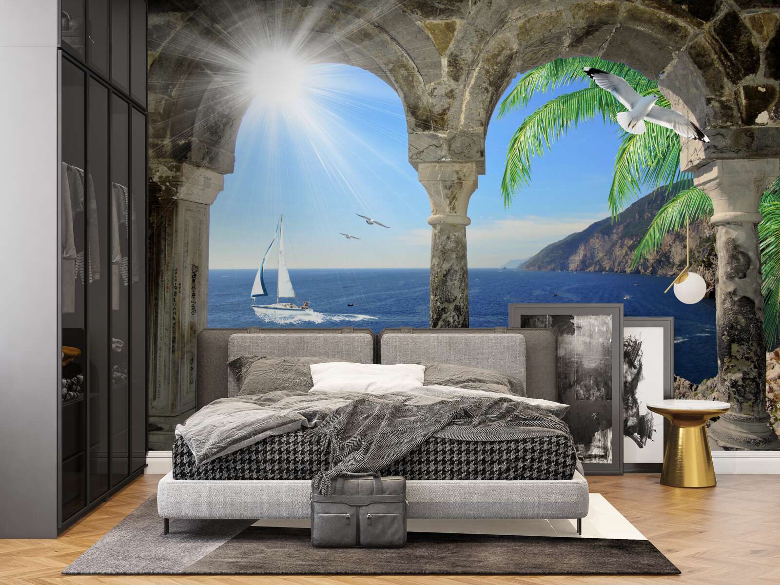 Fototapeta starożytny łuk z widokiem na morze