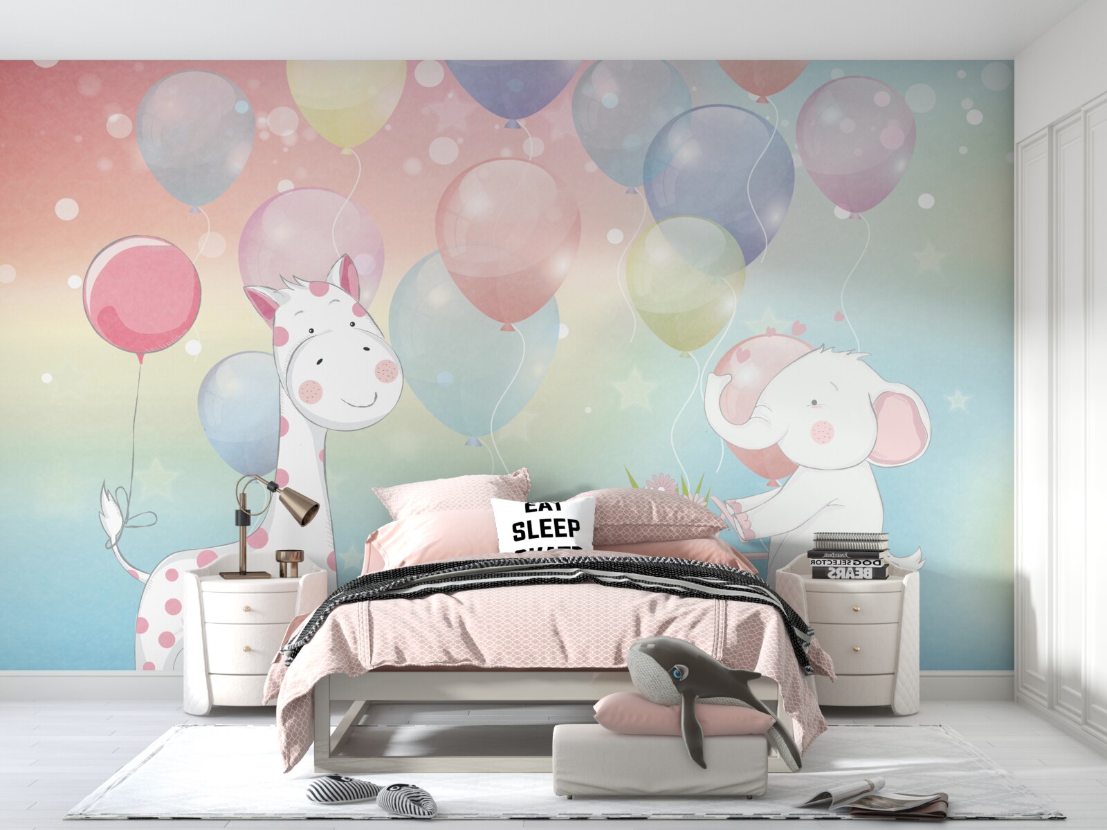 Fototapeta słoń zbliża się do żyrafy