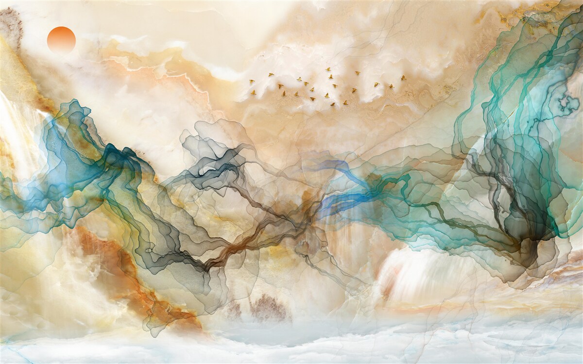 Fototapeta japoński krajobraz w abstrakcyjnym stylu