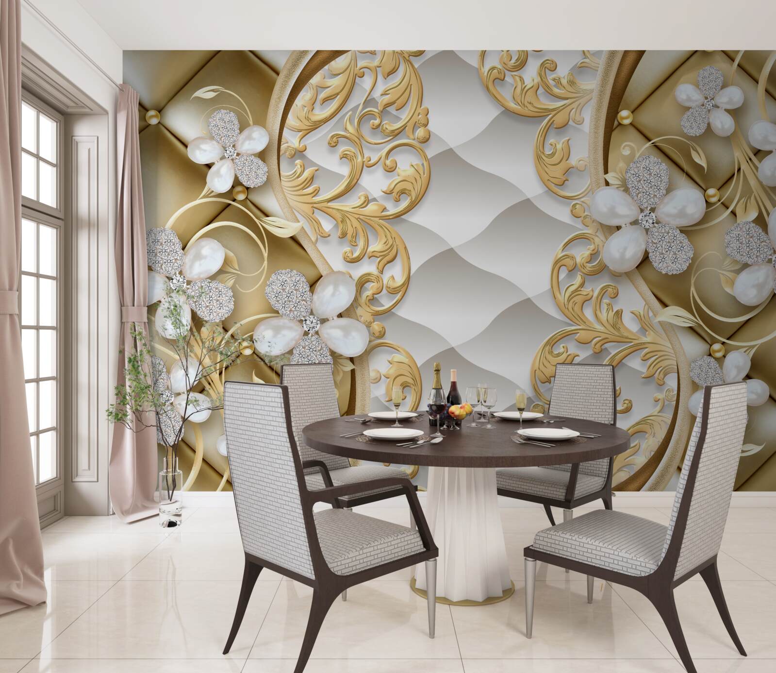 Fototapeta biżuteria i metal w motywy kwiatowe