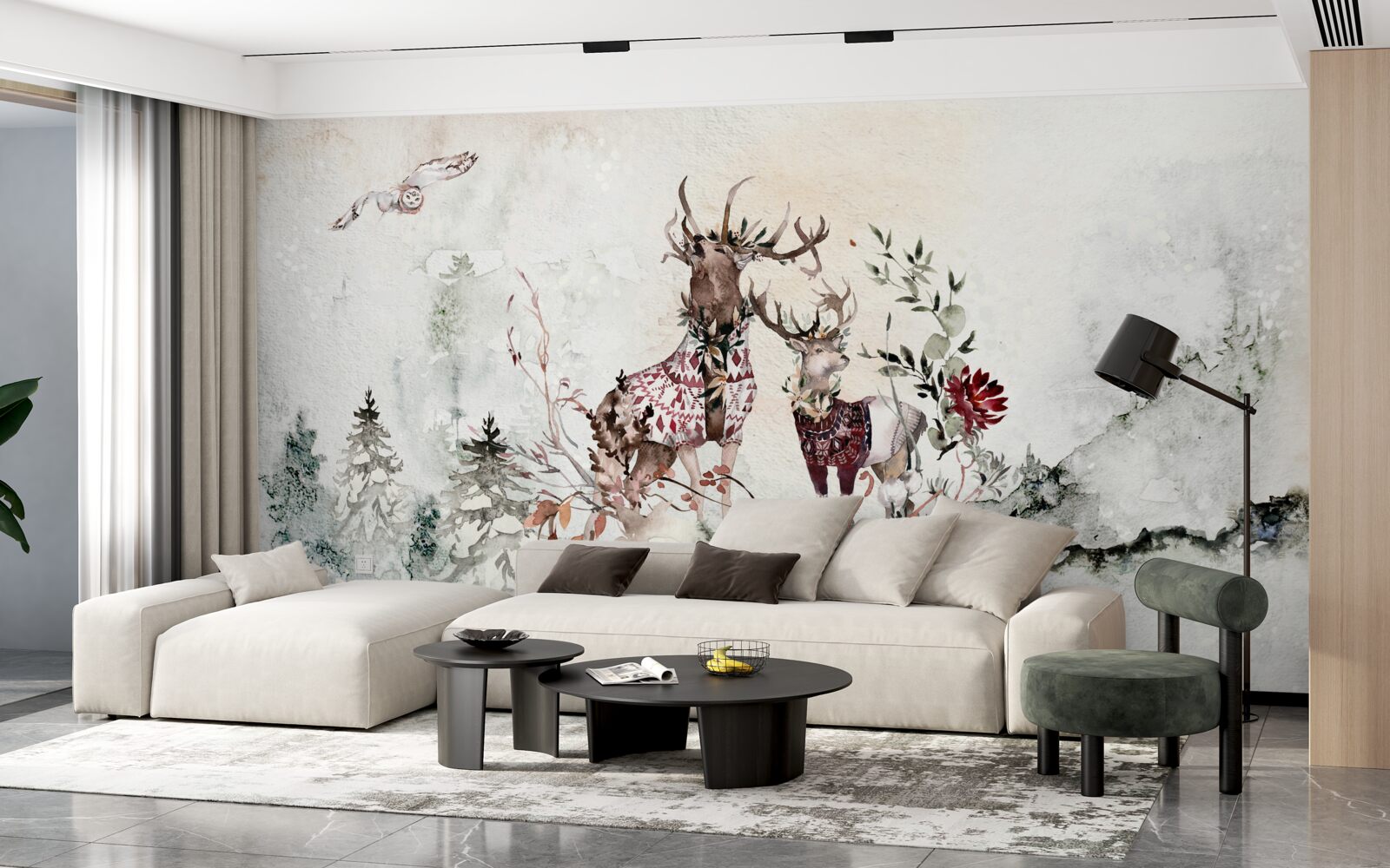 Fototapeta w mglistym lesie są piękne jelenie