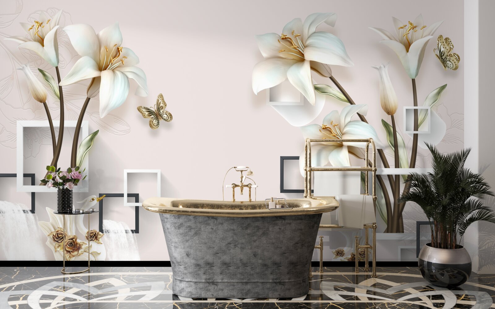 Fototapeta kwadratowe ramki z kwiatami