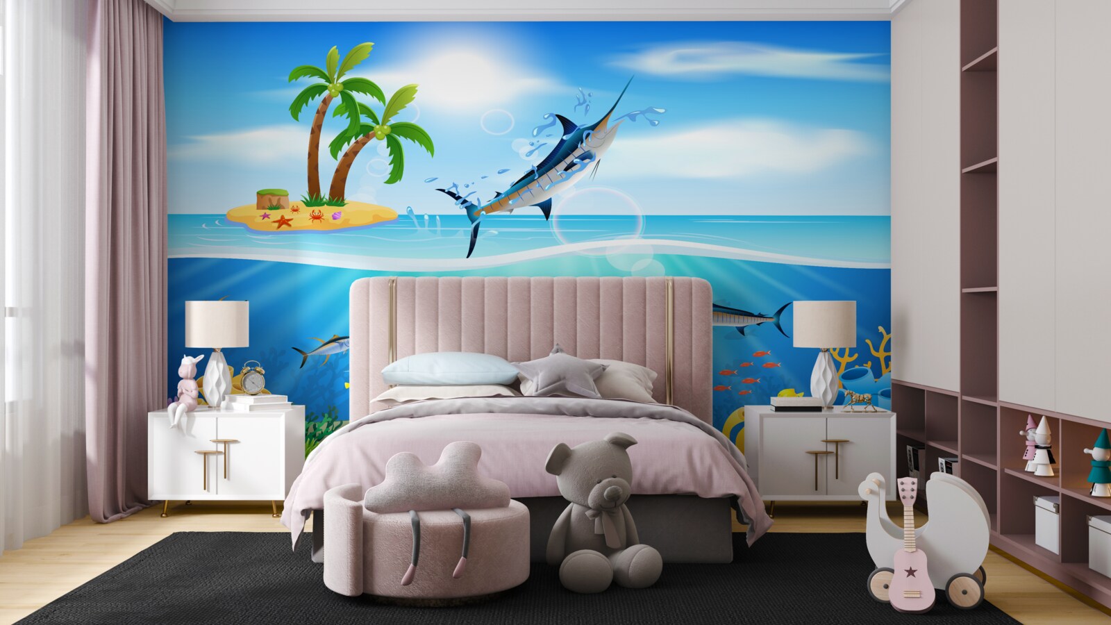 Fototapeta z morza wyskakuje drapieżna ryba