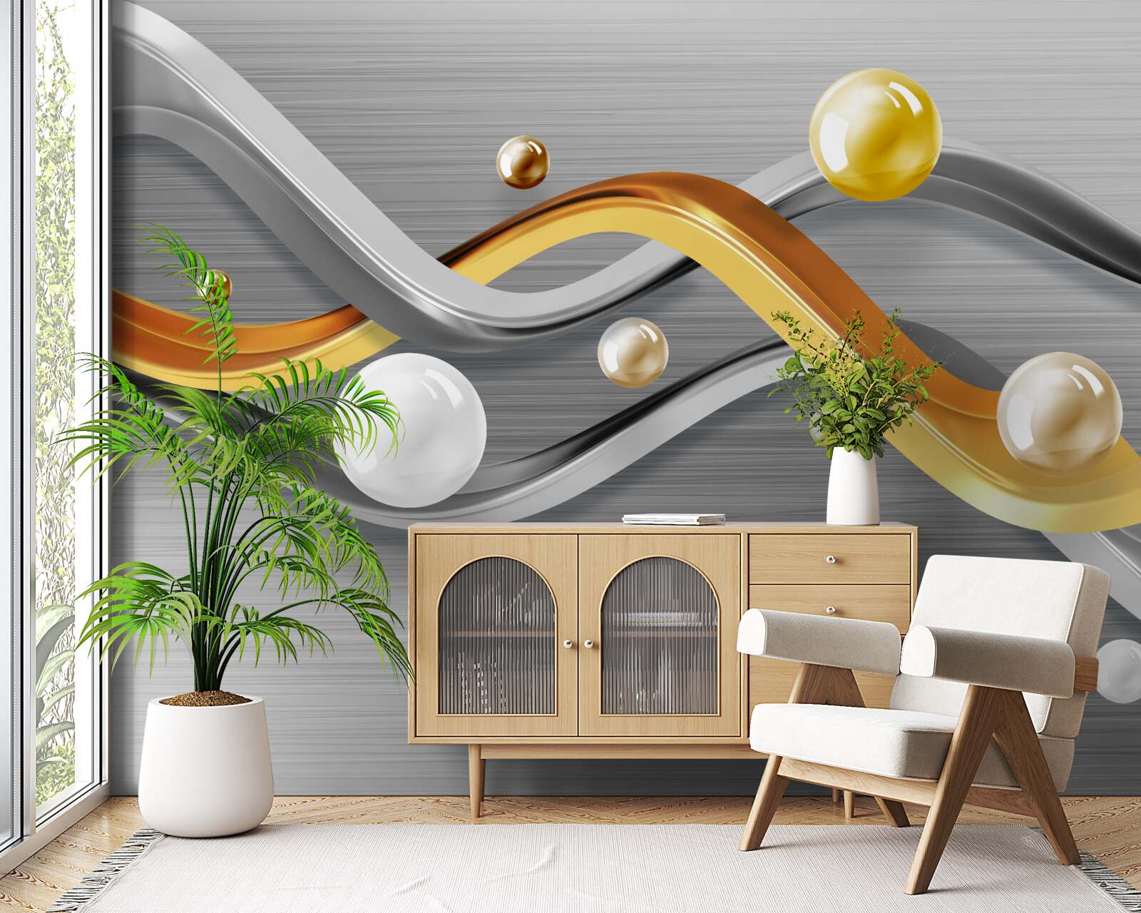 Fototapeta linie i kule w abstrakcji