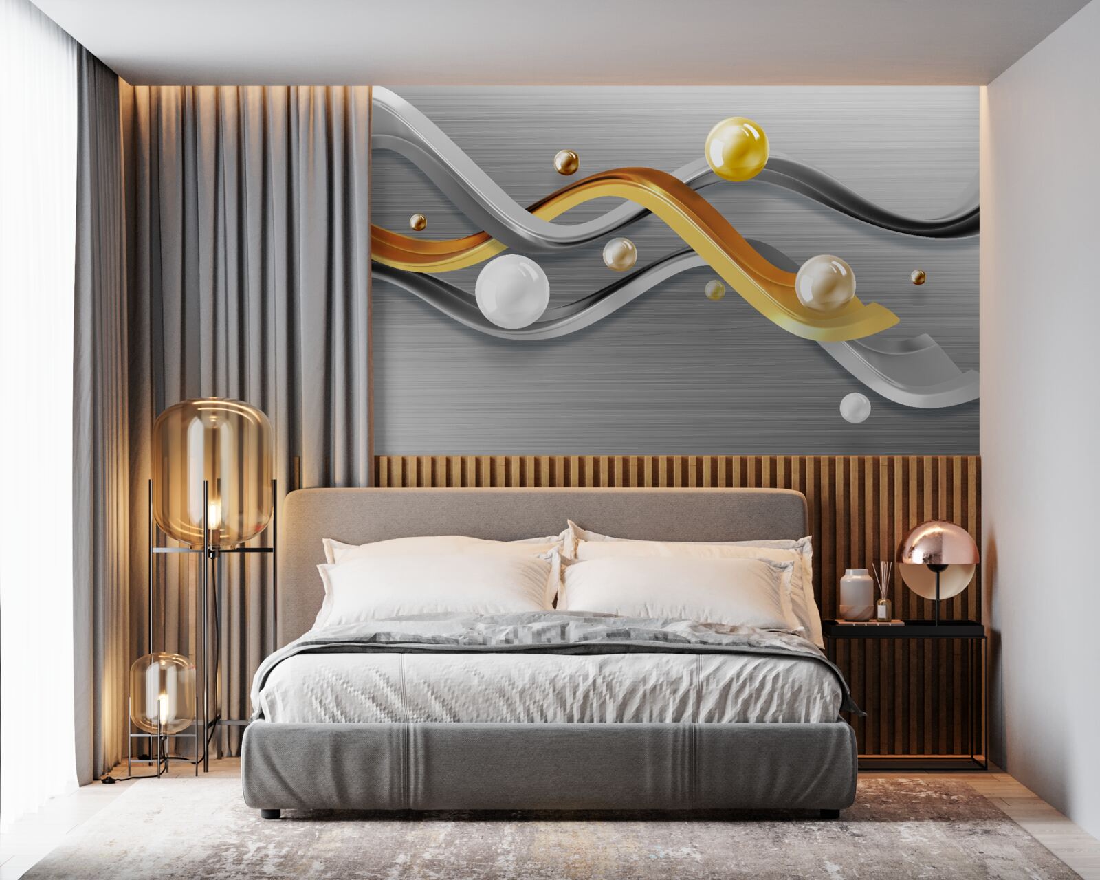 Fototapeta linie i kule w abstrakcji