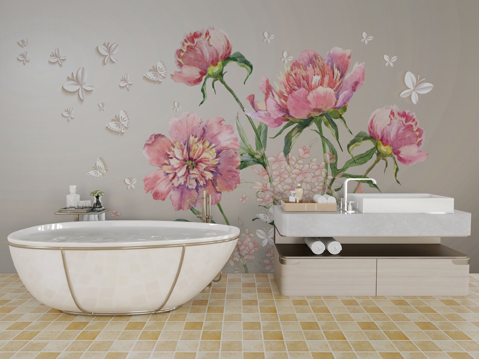 Fototapeta delikatne wiosenne kwiaty o delikatnym różowym odcieniu