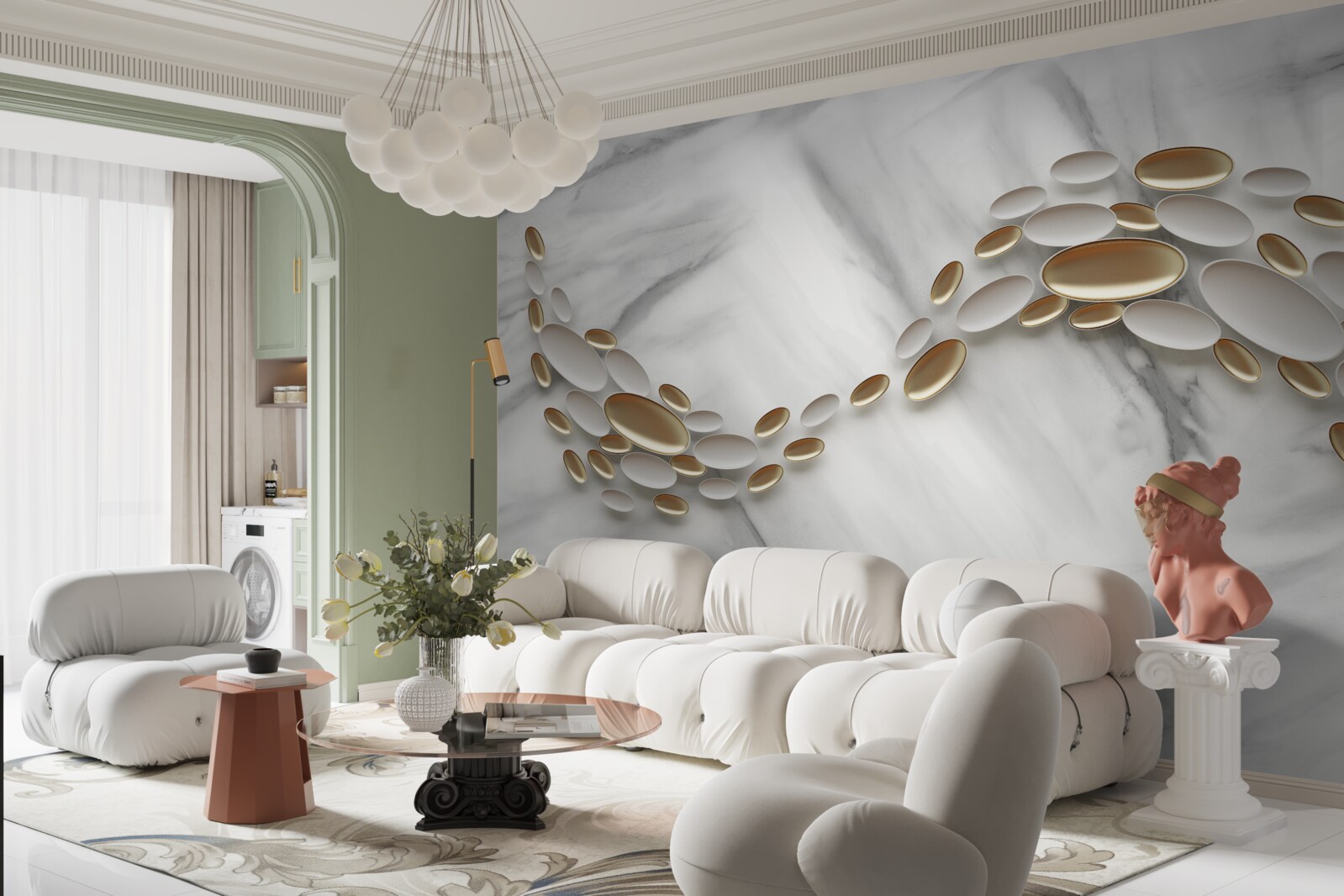 Fototapeta złoto przeplata się z żyłkami marmuru