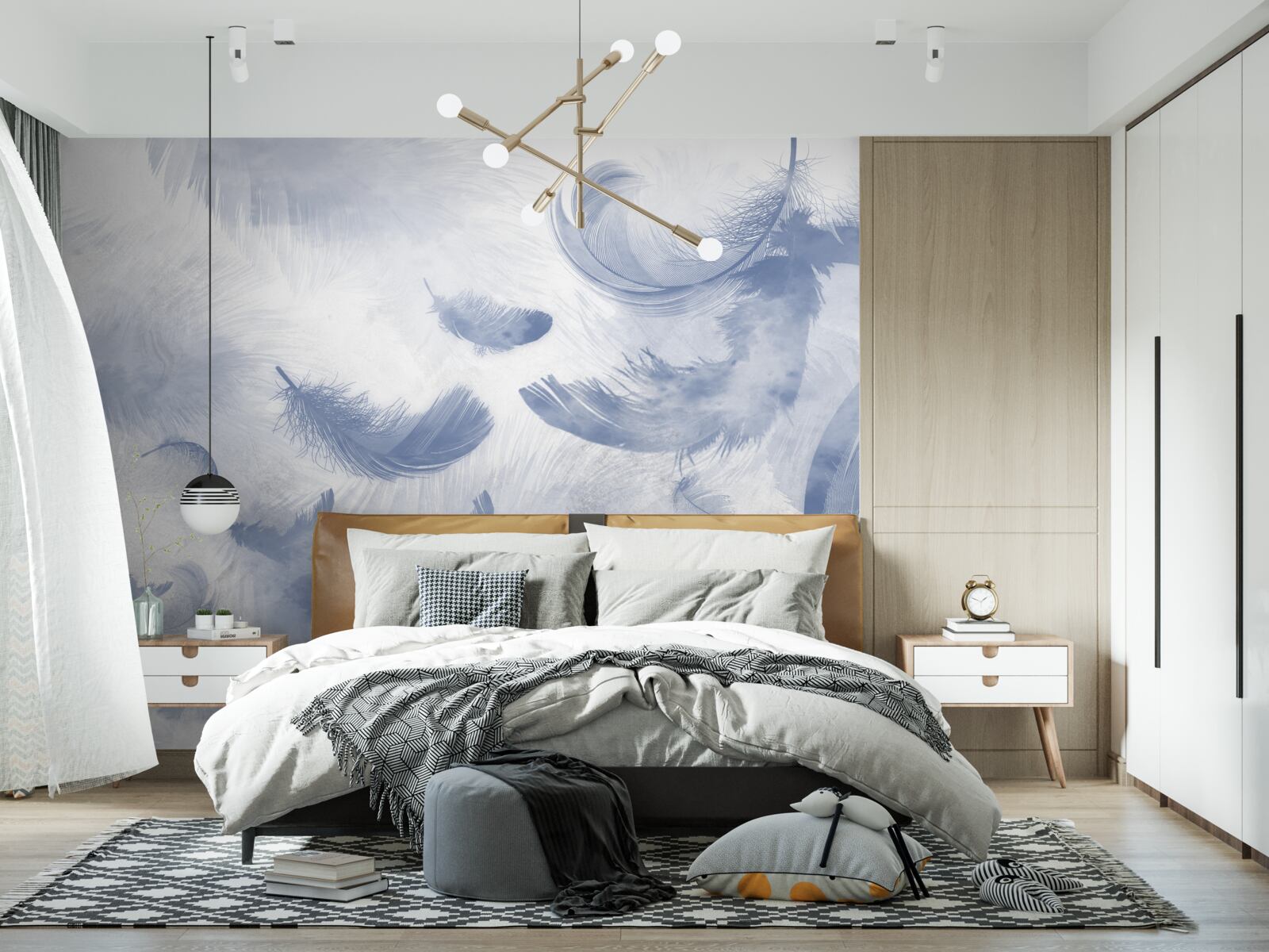 Fototapeta latające pióra nieba