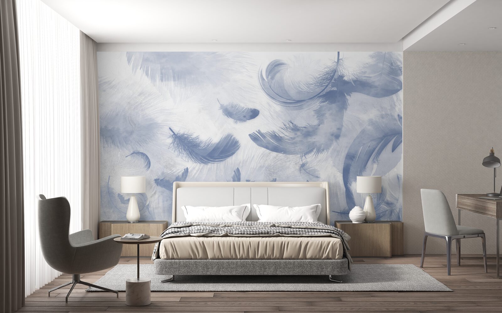 Fototapeta latające pióra nieba