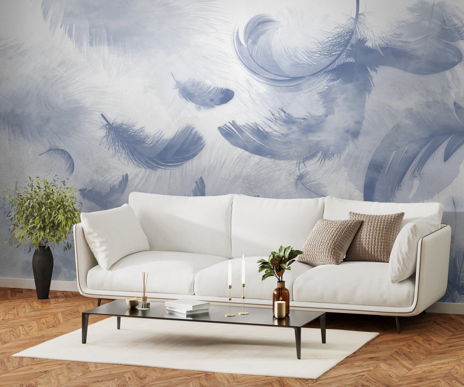 Fototapeta latające pióra nieba