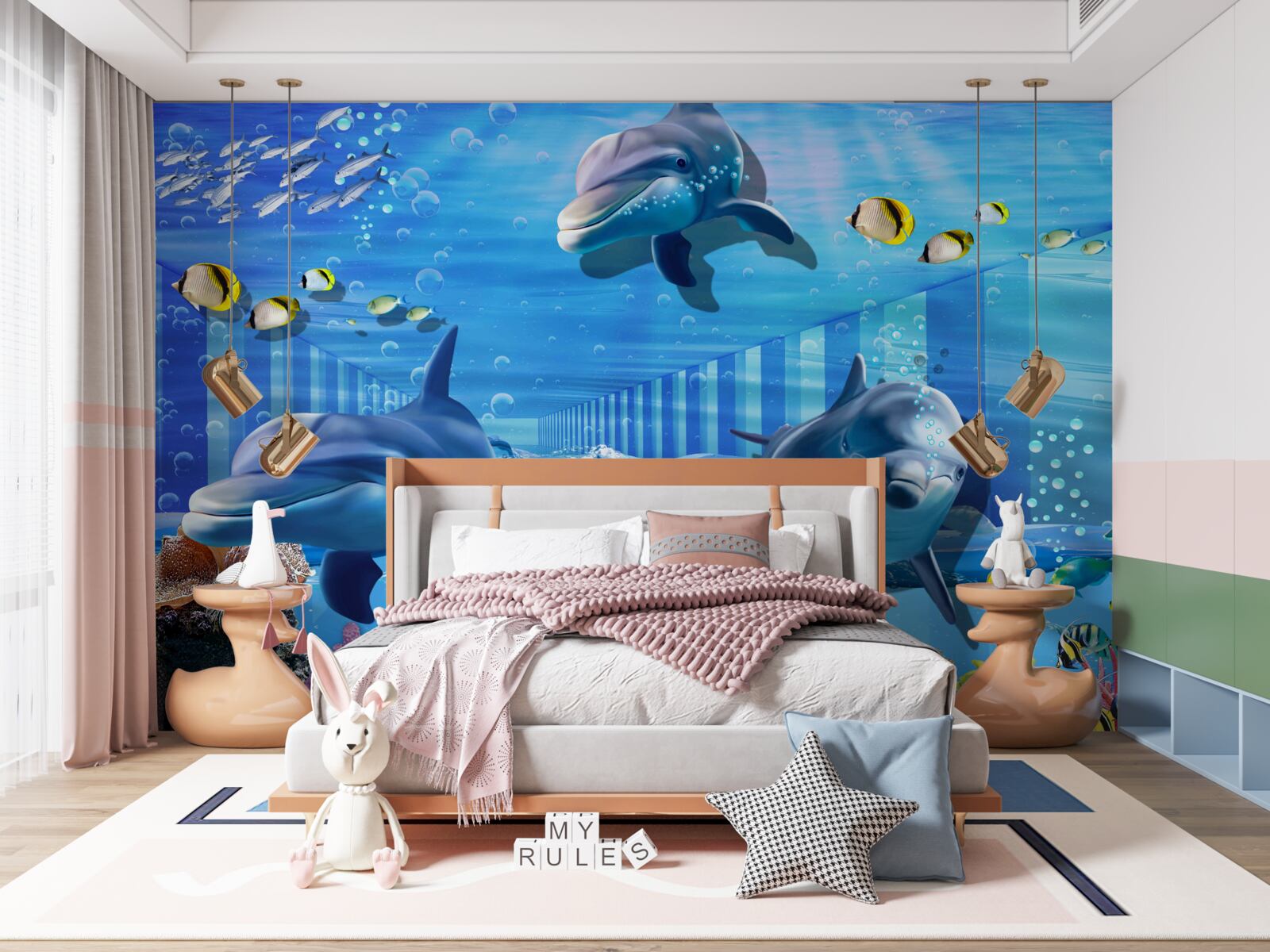 Fototapeta mieszkańcy głębokiego morza w tunelu