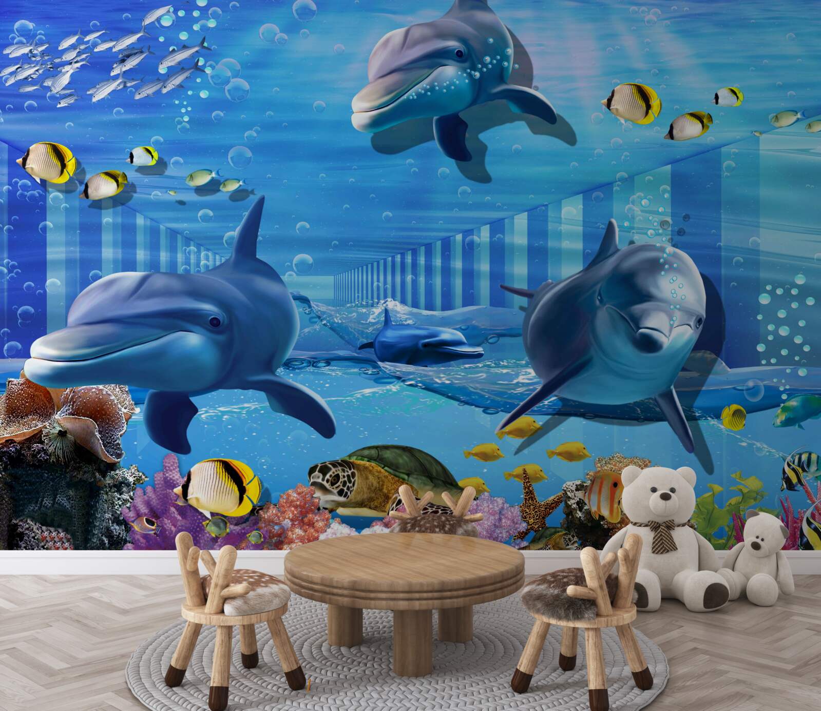 Fototapeta mieszkańcy głębokiego morza w tunelu