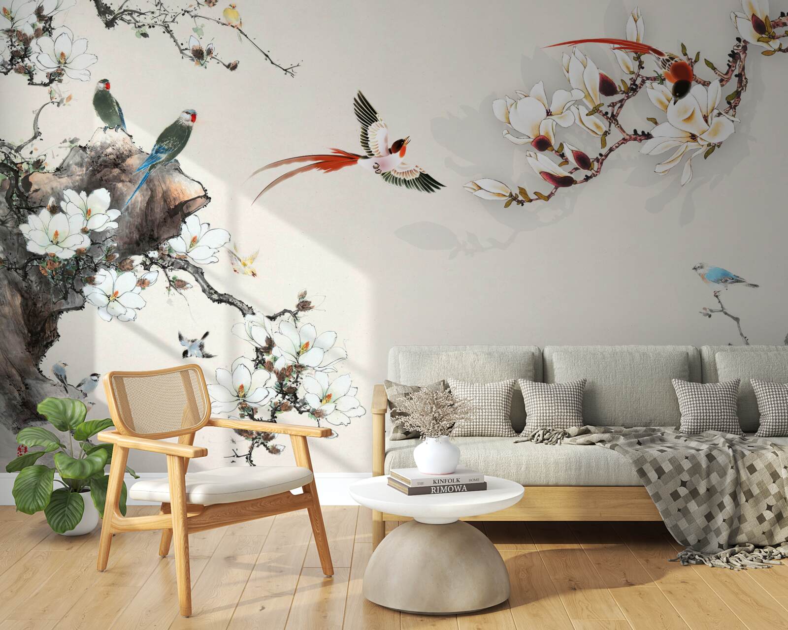 Fototapeta ptaki radują się wśród kwiatów