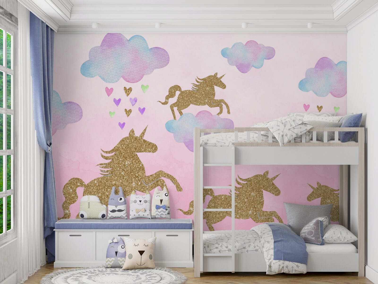 Fototapeta jednorożce bawią się w chmurach