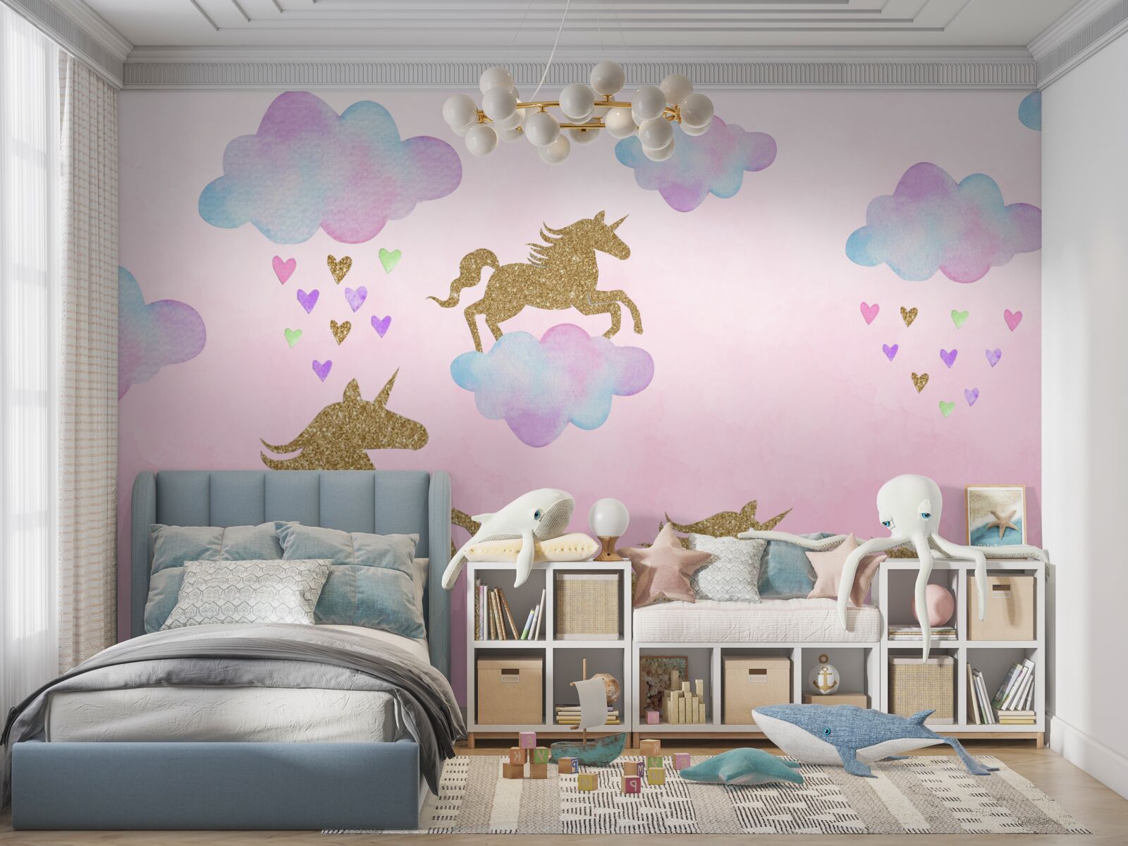 Fototapeta jednorożce bawią się w chmurach