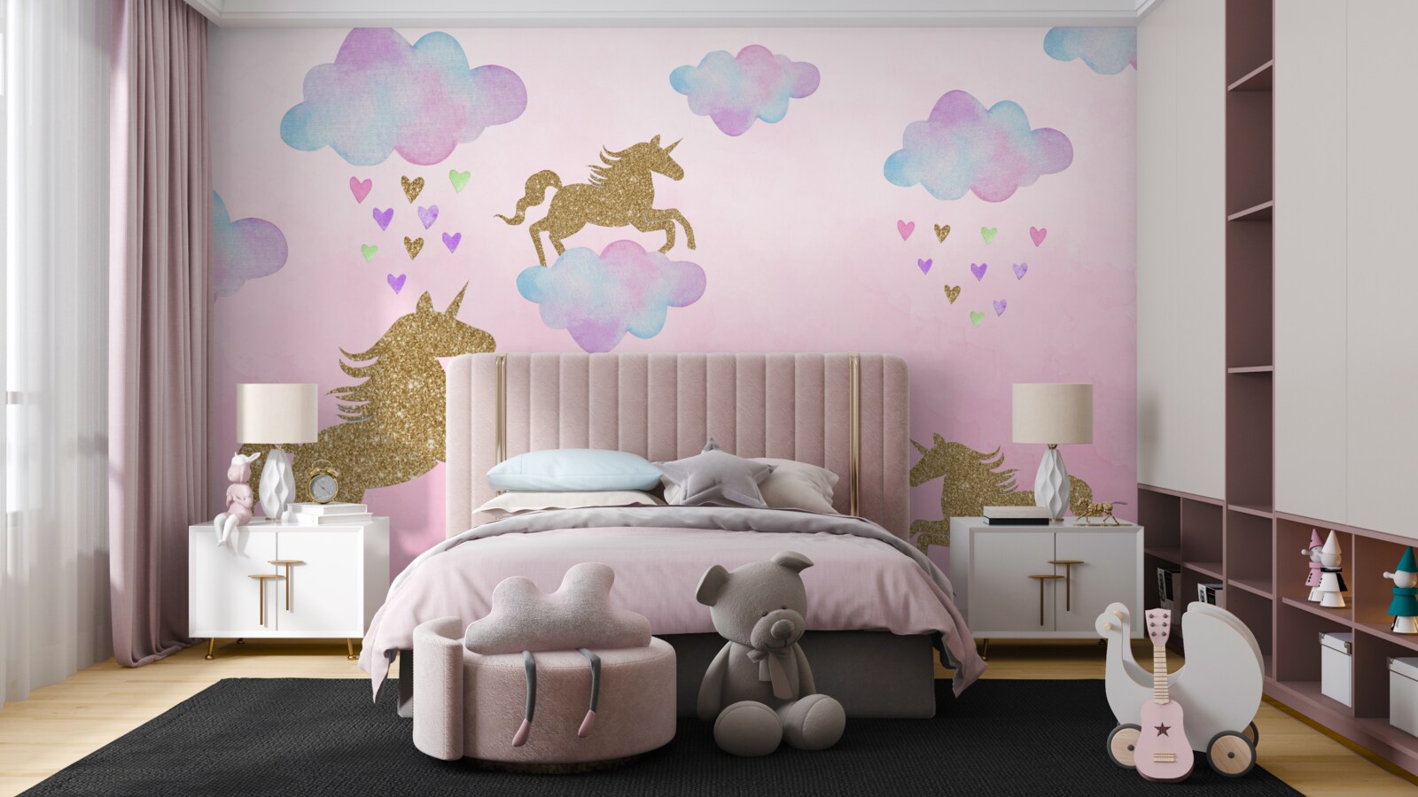 Fototapeta jednorożce bawią się w chmurach