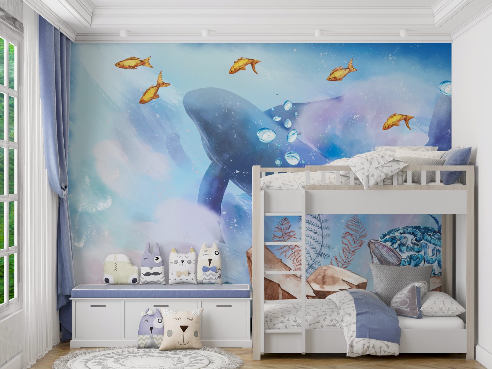 Fototapeta błękitny wieloryb pod wodą