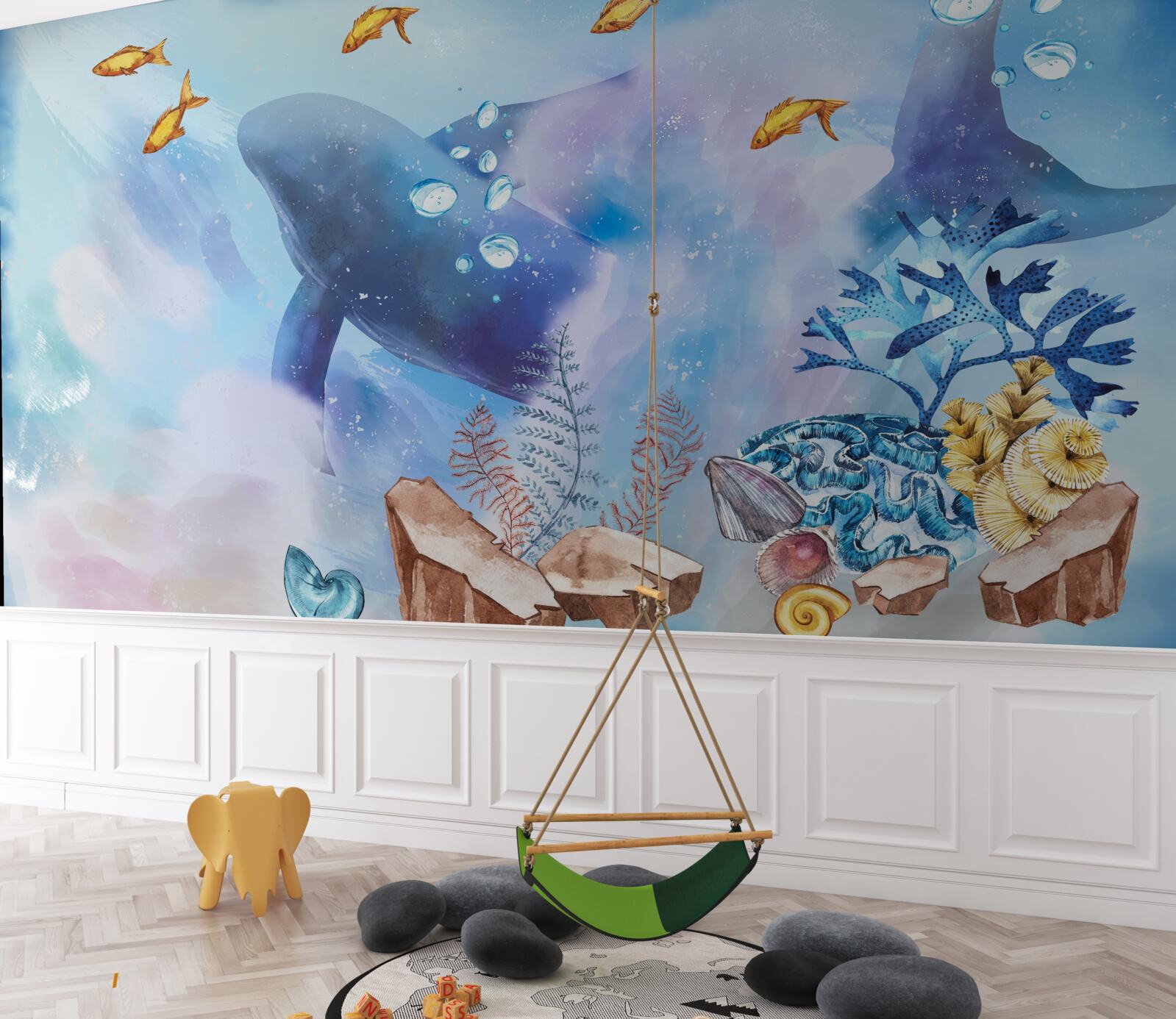 Fototapeta błękitny wieloryb pod wodą