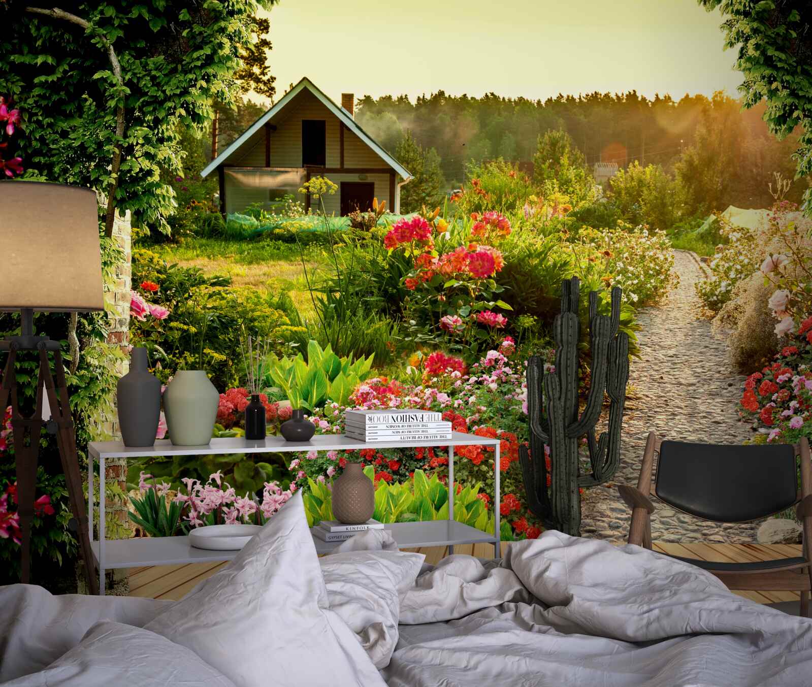 Fototapeta naturalny krajobraz z domem