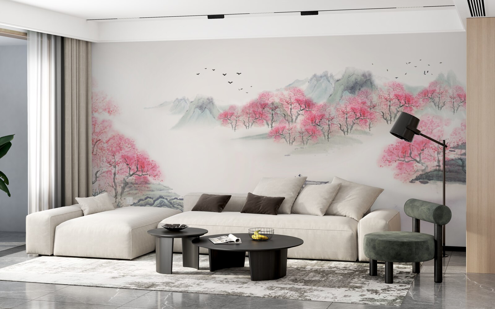 Fototapeta Łódź w lesie spowita poranną mgłą