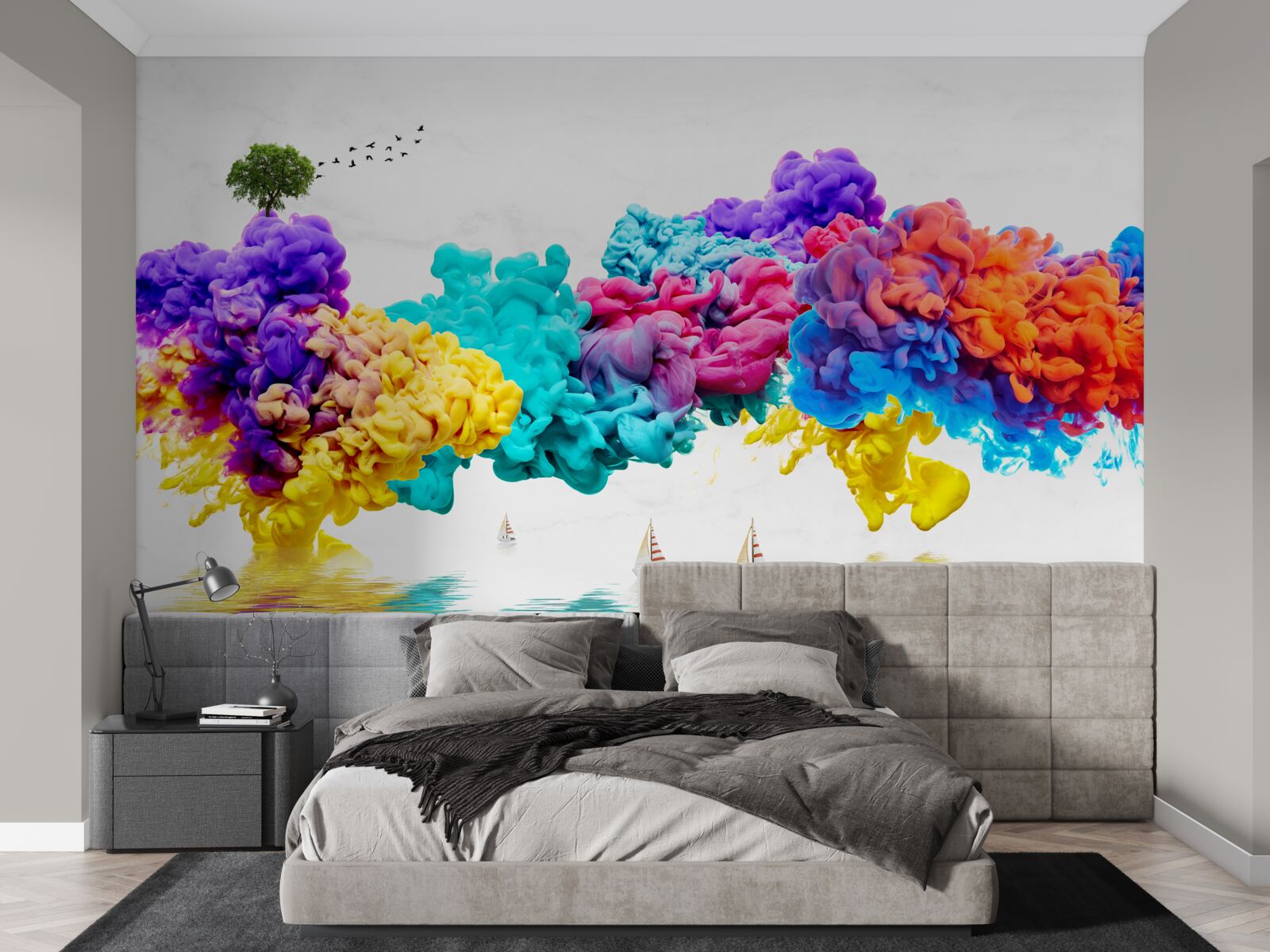 Fototapeta olśniewające kolory nad powierzchnią wody